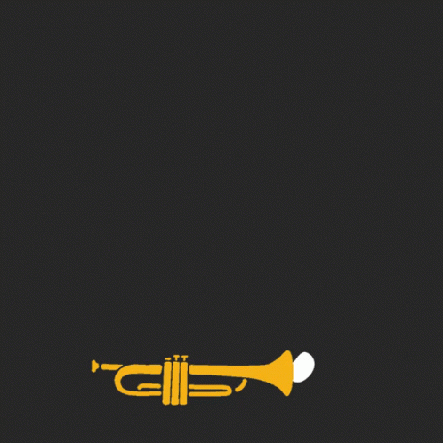 the trumpet is on black with blue lettering