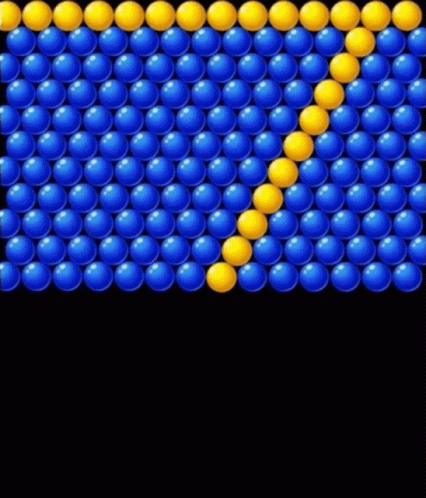 the screen has blue balls and orange balls