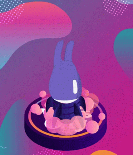 the pink rabbit rides in an inflatable ball