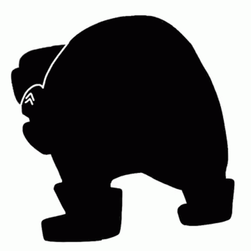 the silhouette of a bear is shown in black and white