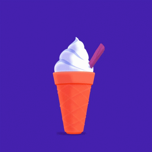 a purple cup with whipped cream and a blue plastic spoon