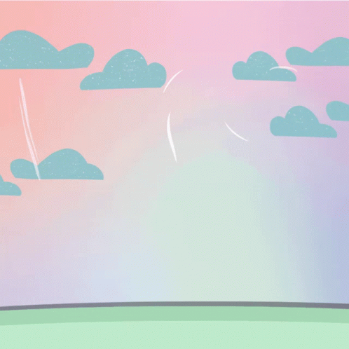 an animated picture of a pink cloud filled sky