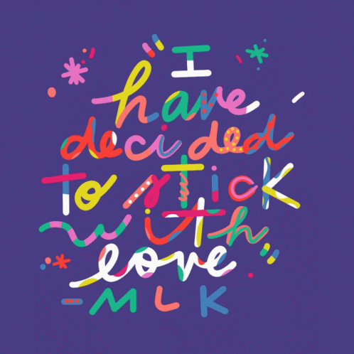 a colorful typogramic type saying i have decided to click with love