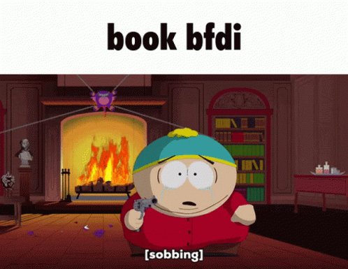 an adult animated character with the caption'book bfadi '