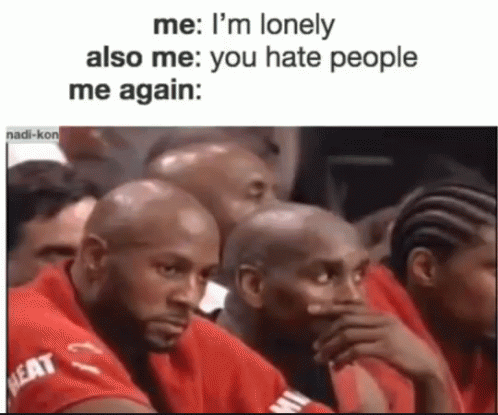 a bunch of people sitting in a row with the words me i'm lonely also if you hate people me again