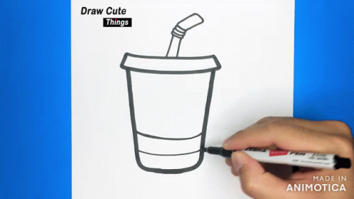 someone is drawing a picture of a glass