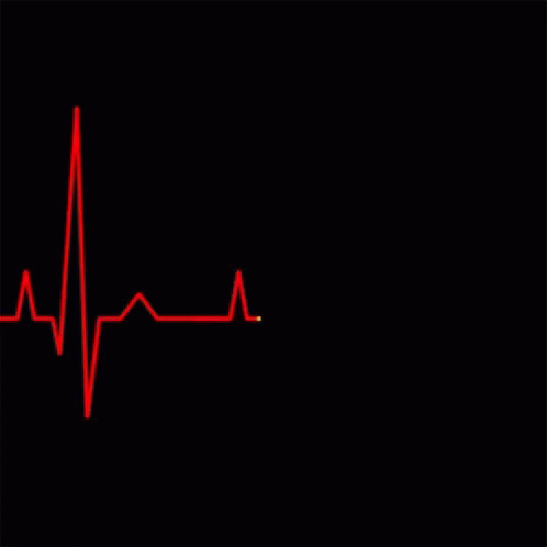 a blue line shows a heartbeat on a black background
