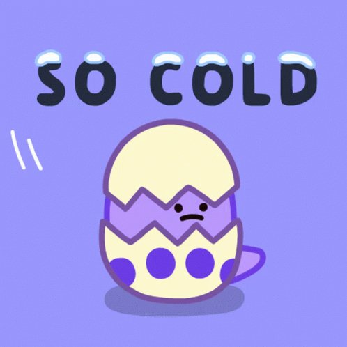 the phrase so cold with an illustration of an egg hatched in to it