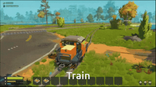 a train drives down the tracks near a forest