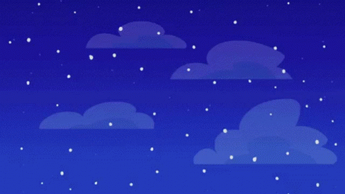 an animation of several animated clouds against an orange background