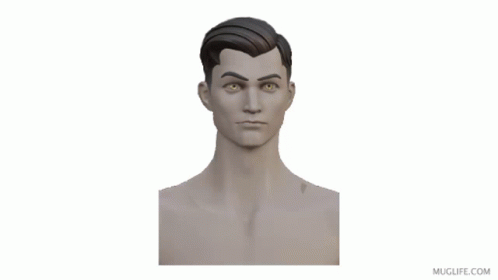 a gray mannequin with a black hair