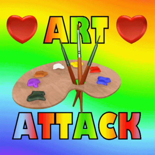 an art object that reads art attack