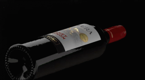 a wine bottle with a lot of wine in it