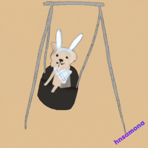 cartoon animal sitting in the hole in a swing