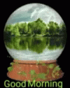 an image of a snow globe with the words good morning