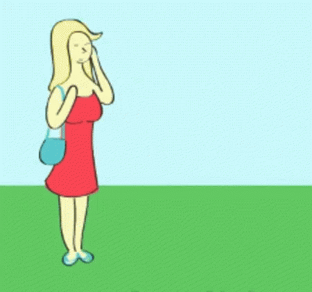 this is an illustration of the back of a woman with her purse