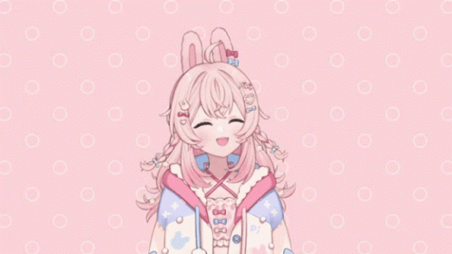 a cute, anime anime character with a bunny ears costume
