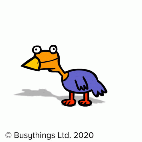 blue and pink bird with eye glasses standing