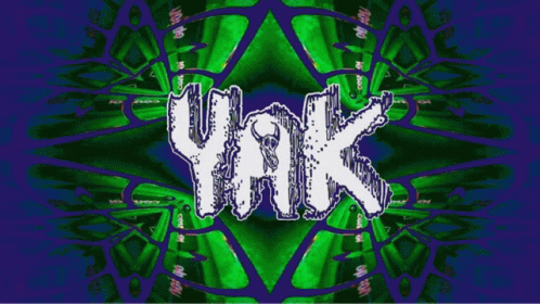 a digital image with the word yk in red and green