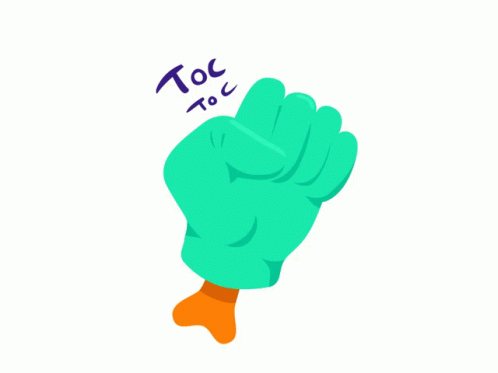 a green hand in blue fist - ready stance