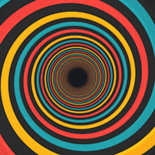 a multi - colored circular design that appears to be an optical illusion