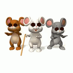 three animated mouses are one holding a wand and the other holding a glass