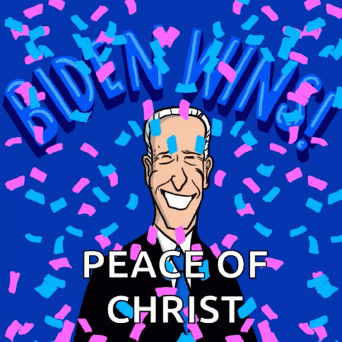 a cartoon character holding up a sign that reads, bob n king peace of christ