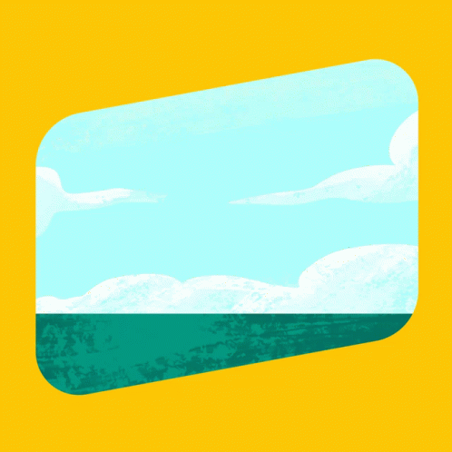 a drawing of a box with clouds on the background