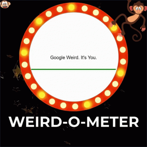 a blue circle with the words weird o meter