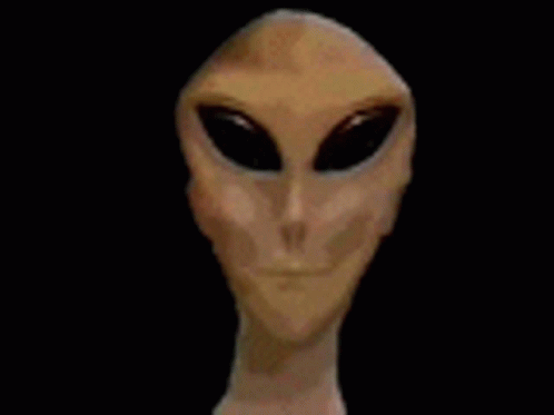 a stylized image of an alien face against a black background