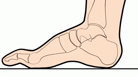 the feet and ankles of a person standing with their toes bent