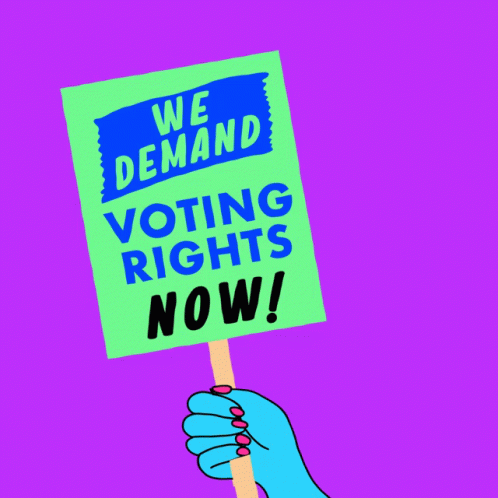 a protest sign reads we demand voting rights now