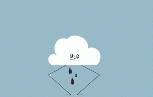 a cartoon cloud with eyes poking out of it
