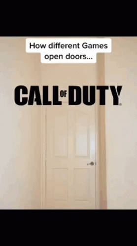 a video game called call of duty showing the door that the man is walking into the room