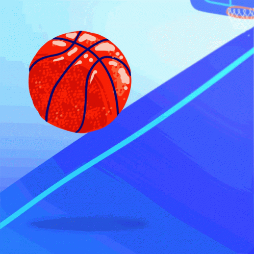 a blue basketball on top of a orange background