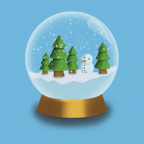 the snow globe displays a snowman and several trees