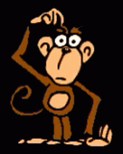 the cartoon monkey is holding up a sign