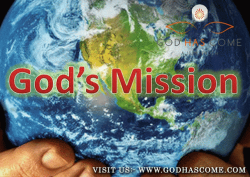 the hands hold the earth with god's mission in the center