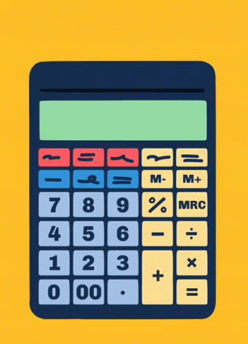 a drawing of a brown calculator on blue background