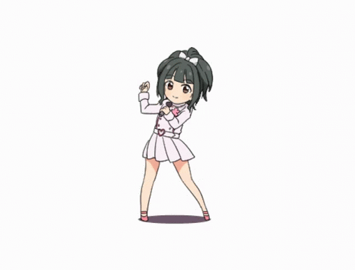 an animated girl holding an umbrella on a white background