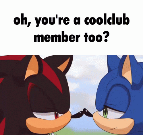 two cartoon characters each have their own caption that says, oh, you're a cool club member too?
