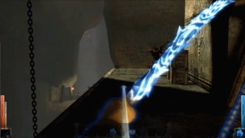 a video game is shown with a very long flame
