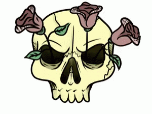 the skeleton with three roses is very simple