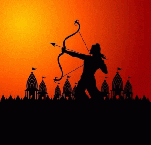 the silhouette of a man with an arrow in his hand