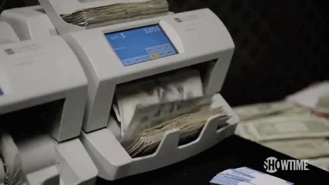 there are many bills in a machine