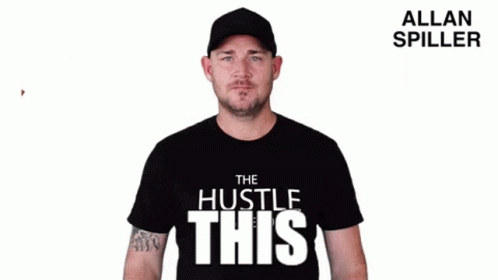 the hustler logo has been made to look like a man in a black shirt