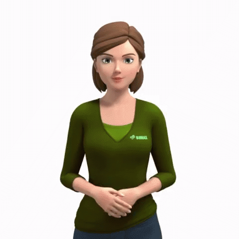 a animated cartoon female wearing a green shirt and brown skirt