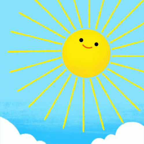 a cartoon sun with big eyes on a sunny day