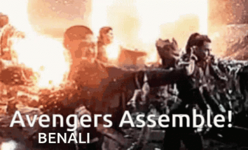 an image with words on it and a picture with the caption avengers assemblee benali