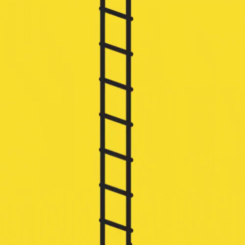 a tall black ladder going to the top of a mountain